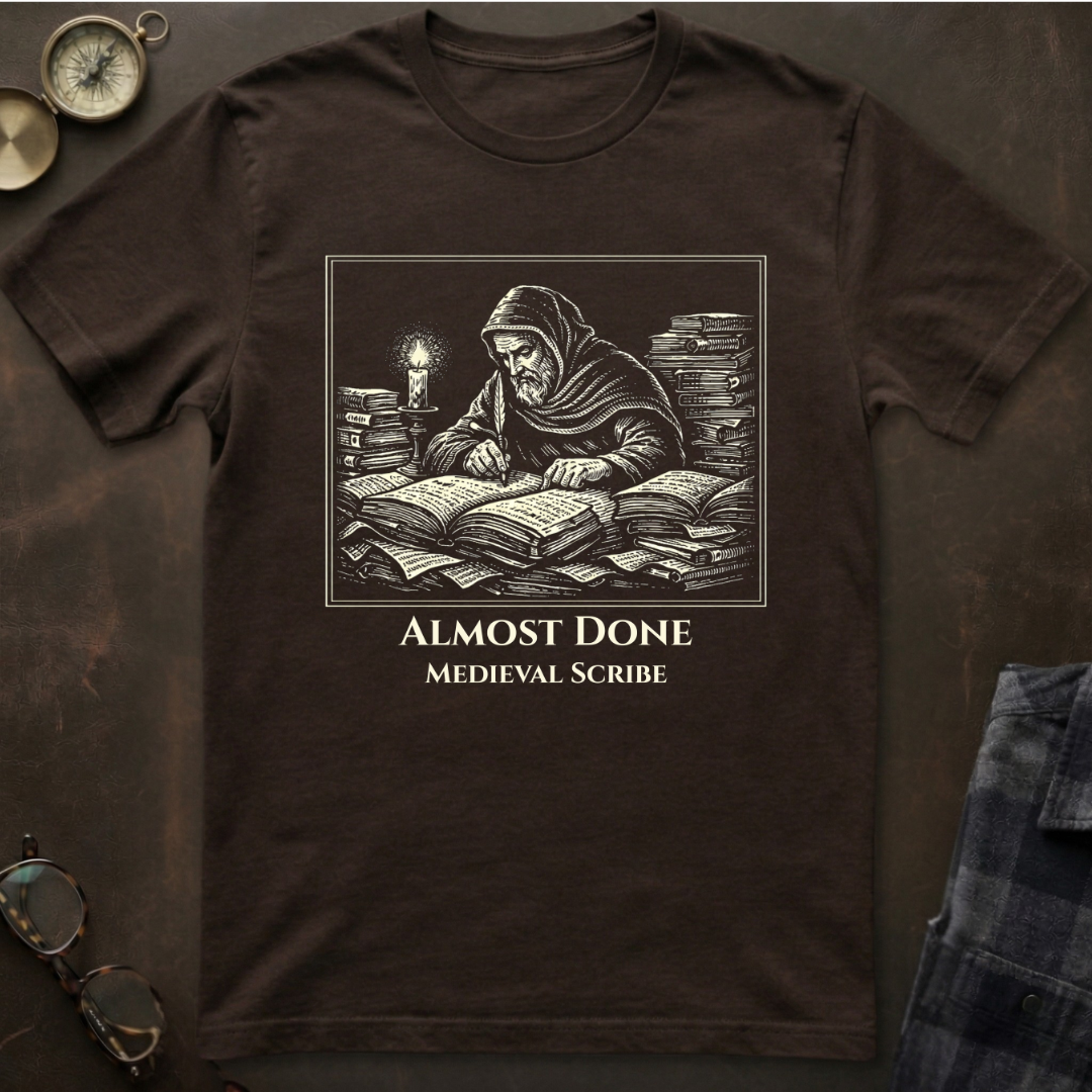 Medieval Scribe Almost Done T-Shirt