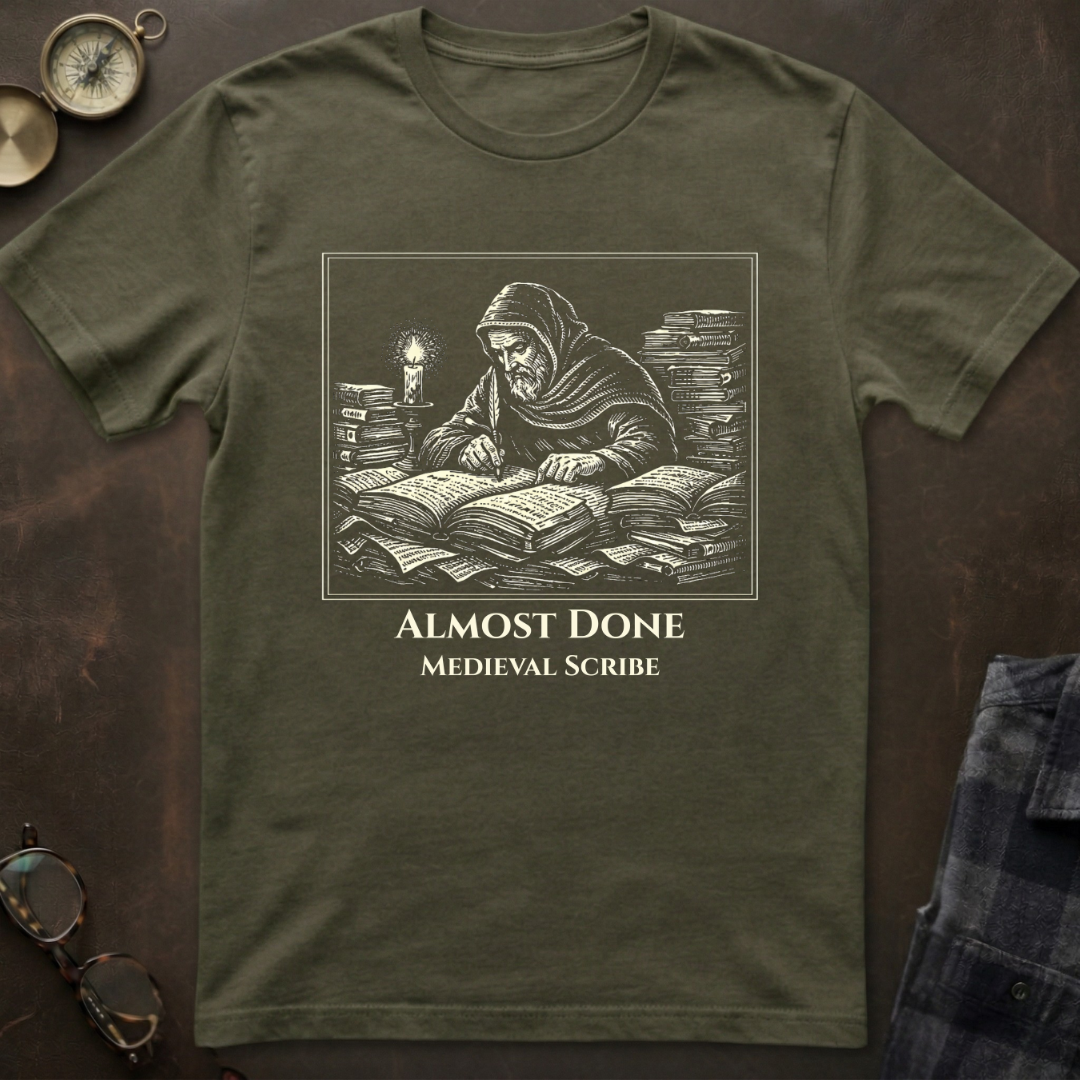 Medieval Scribe Almost Done T-Shirt